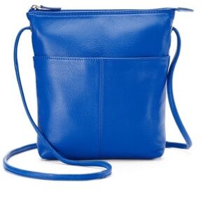 ili New York Genuine Leather Crossbody Bag Cobalt Blue RFID Technology Casual